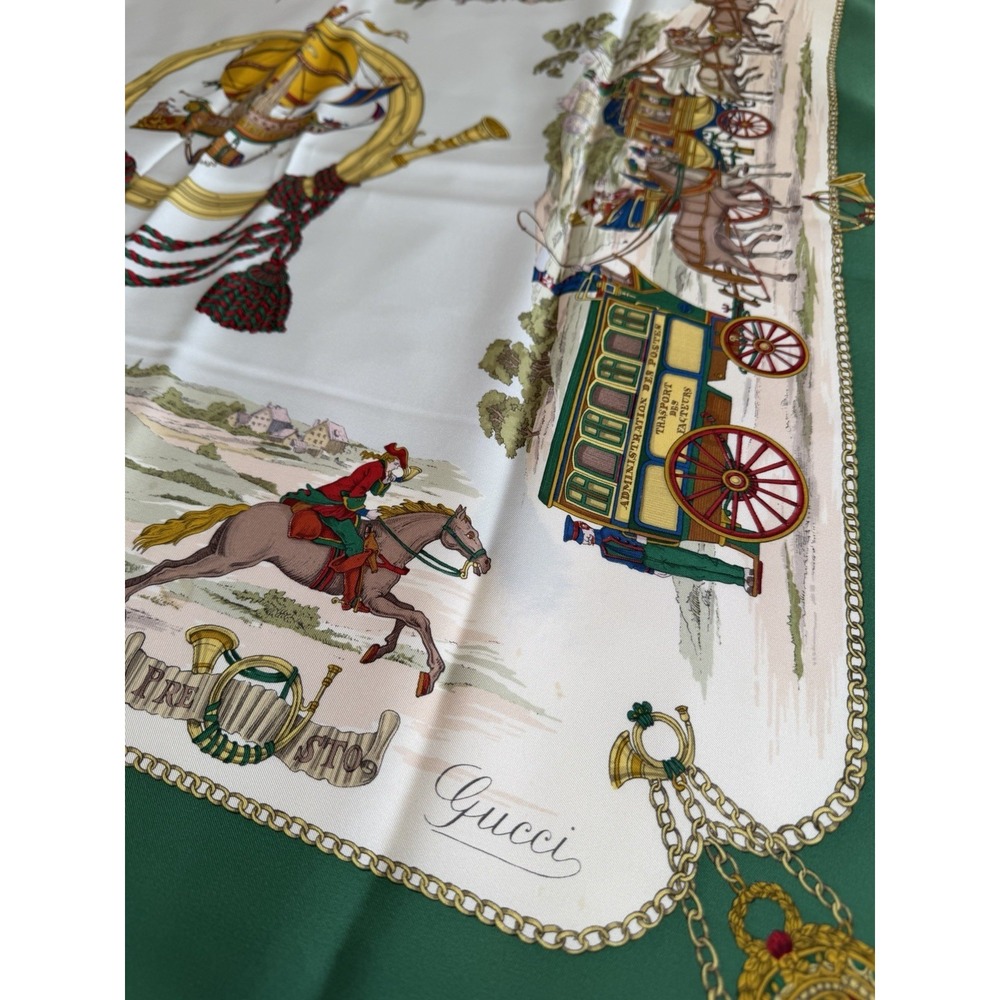 Vintage Gucci Silk Scarf Green - Picture 2 of 8